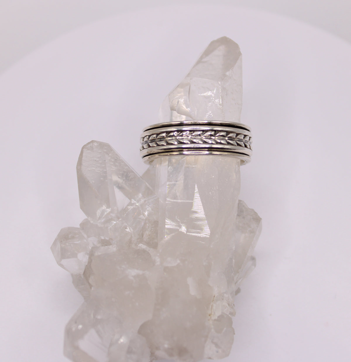 Silver Spinning Braided Ring