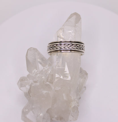 Silver Spinning Braided Ring