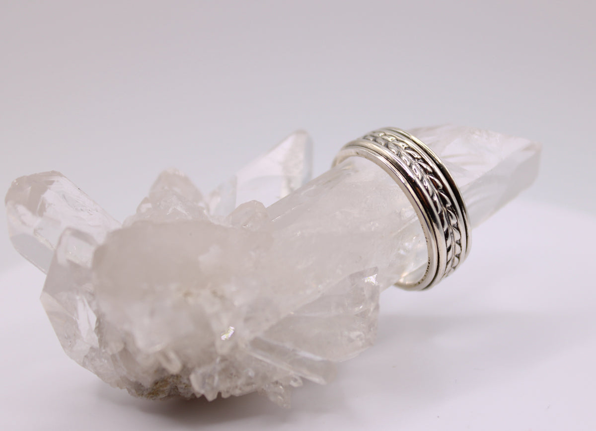 Silver Spinning Braided Ring