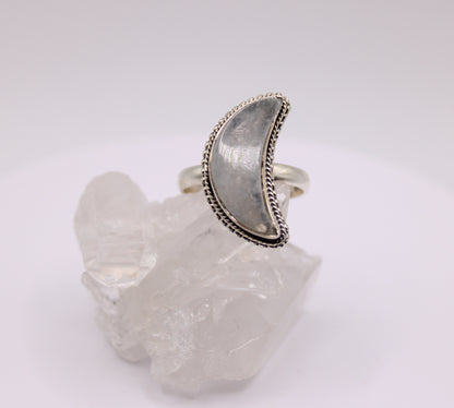 Milky Quartz Crescent Ring