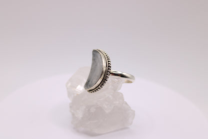 Milky Quartz Crescent Ring