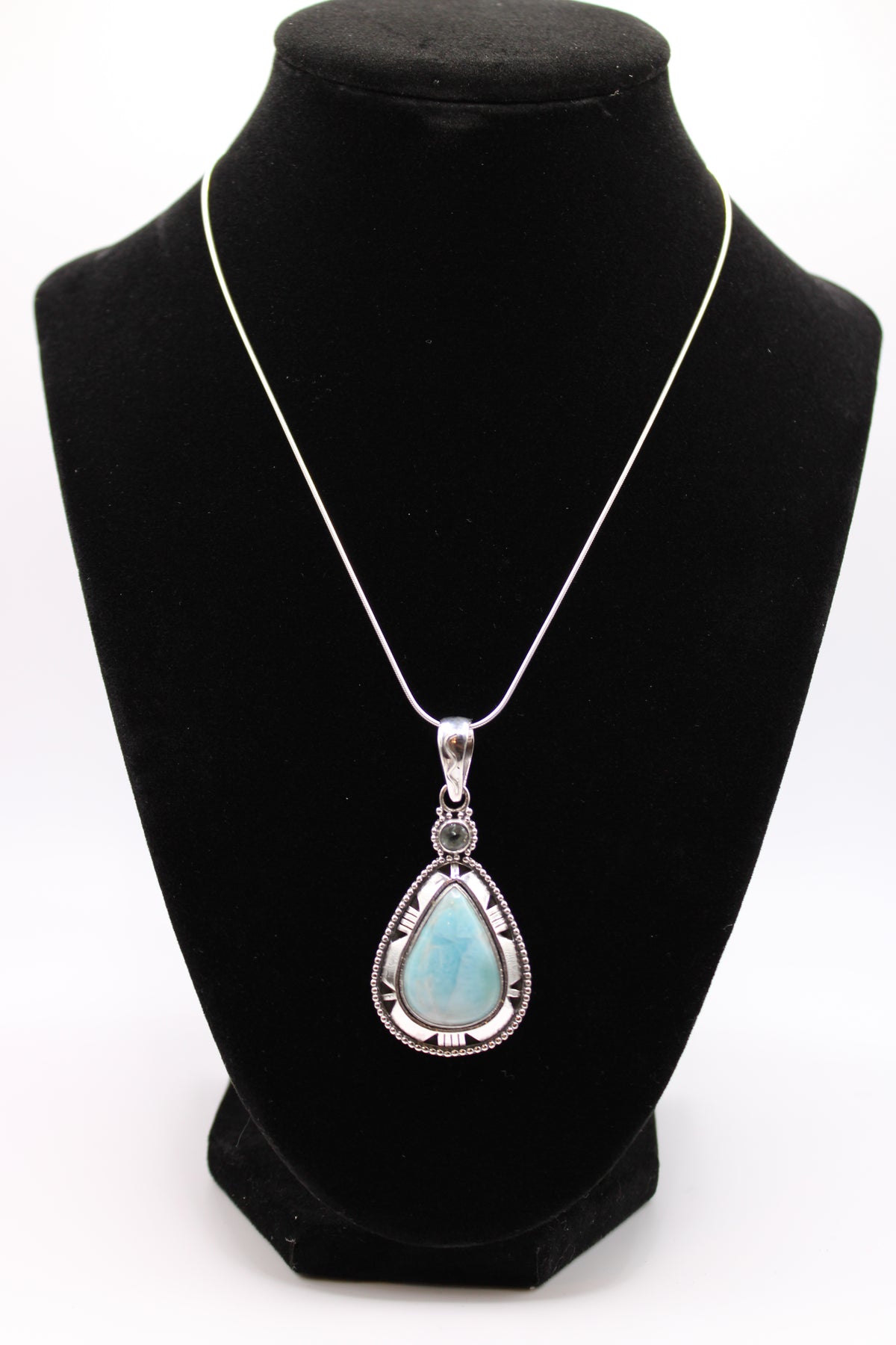 Pear Shaped Larimar & Aquamarine Pendant
