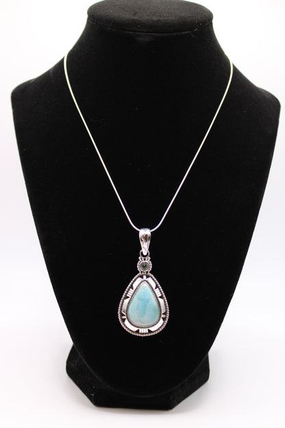 Pear Shaped Larimar & Aquamarine Pendant