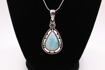 Pear Shaped Larimar & Aquamarine Pendant