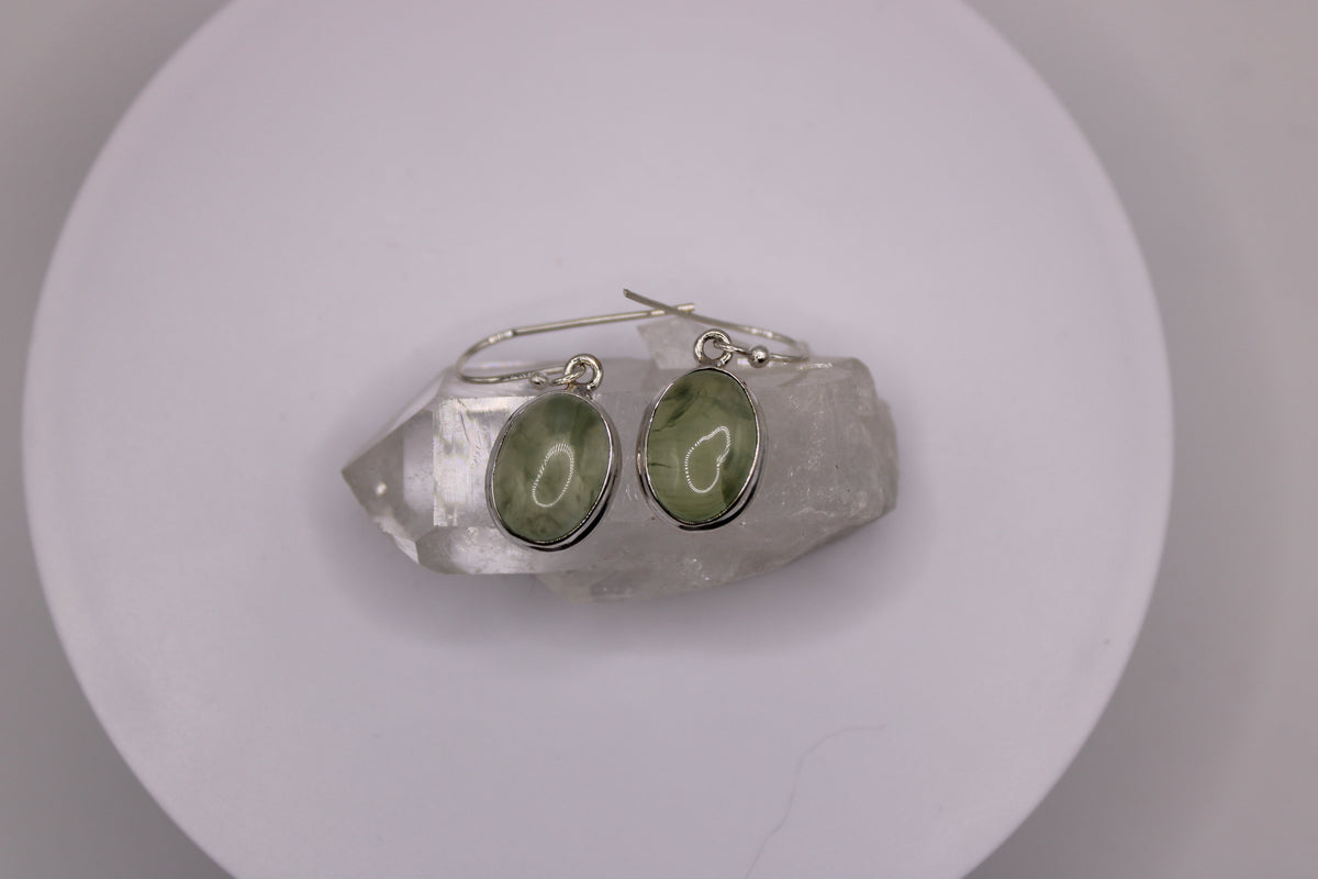 Oval Prehnite Earrings