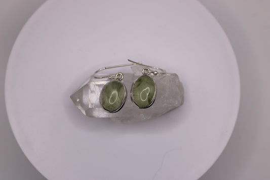Oval Prehnite Earrings