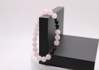Rose Quartz w/ Lava Bracelet