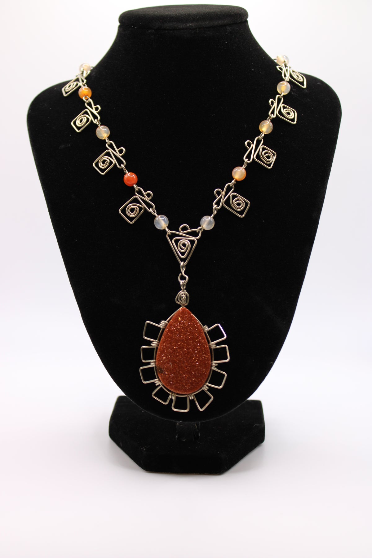 Mexican Artisanal Goldstone w/ Carnelian & Agate