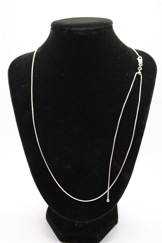 Sterling Silver Adjustable Box Chain Necklace - 24"