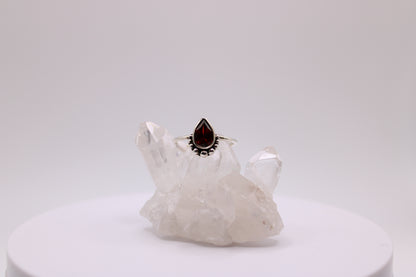 Teardrop Garnet Ring