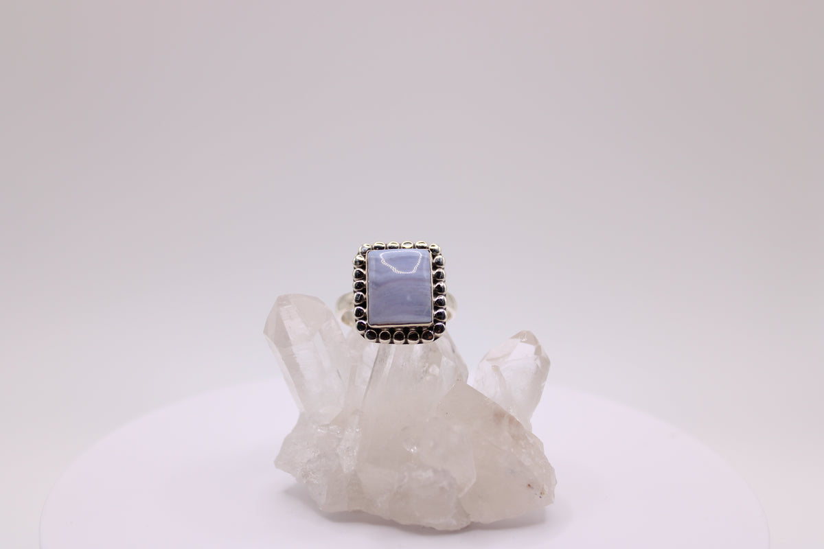 Squared Blue Lace Agate Ring