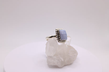 Squared Blue Lace Agate Ring