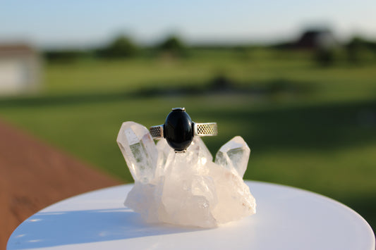 Oval Black Onyx Embossed