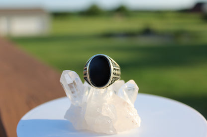 Oval circle Embossed Ring