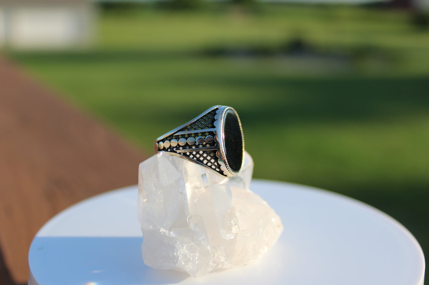 Oval circle Embossed Ring