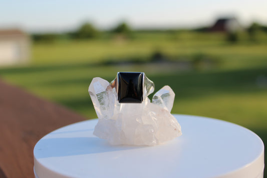 Rectangle Black Onyx Ring