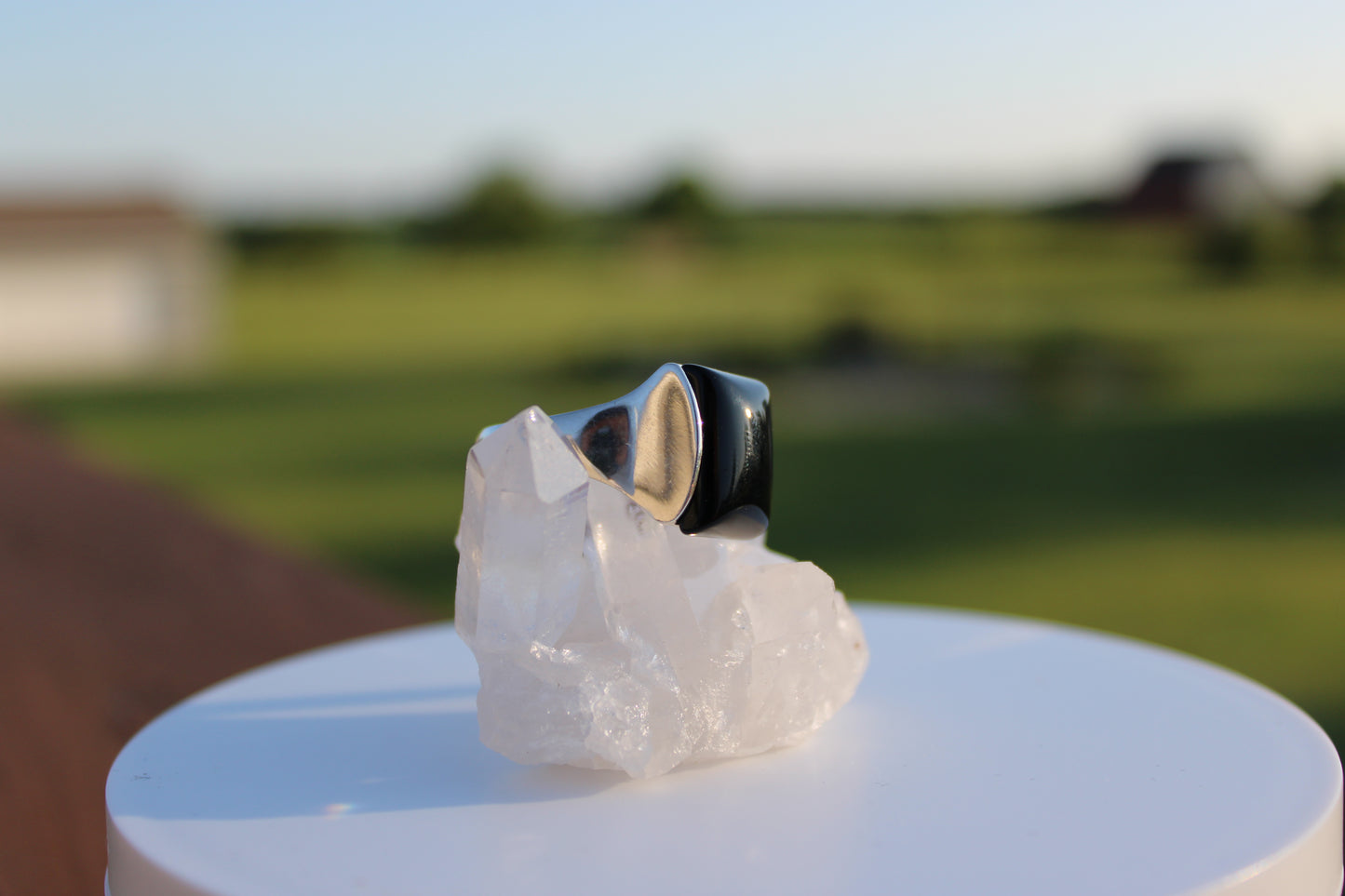 Rectangle Black Onyx Ring