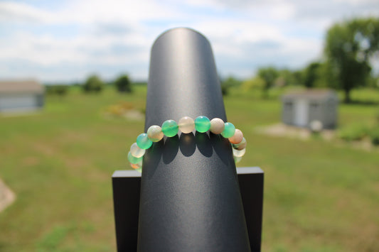 8mm Green Flower Agate Bracelet