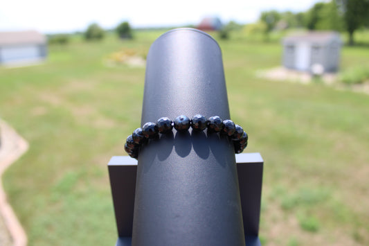 8mm Faceted Black Agate Bracelet