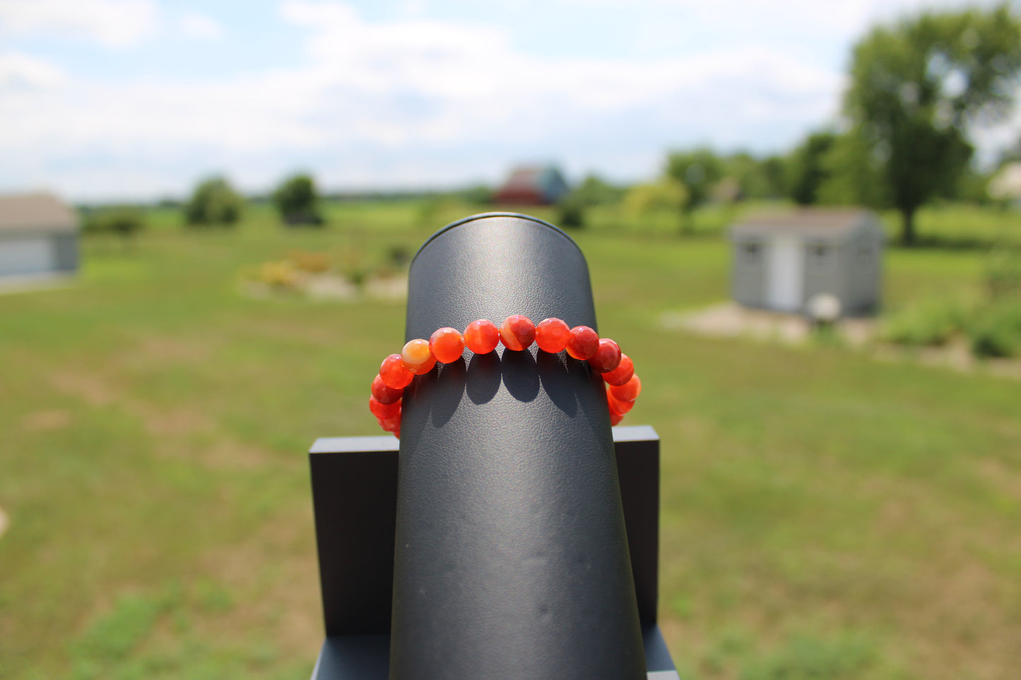 8mm Faceted Carnelian Bracelet
