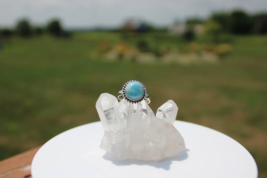 Round Larimar Halo Ring