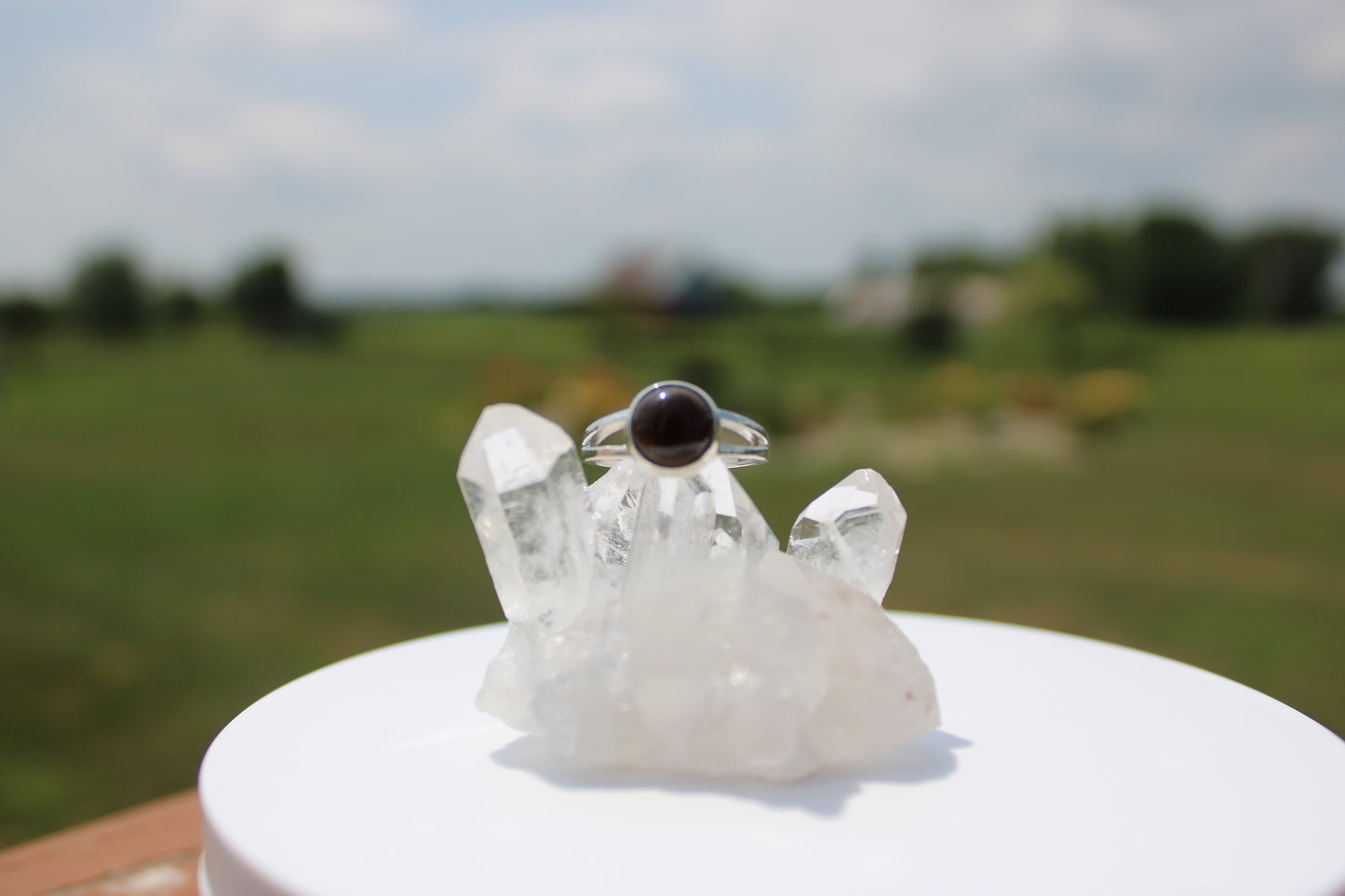 Round Black Agate Ring