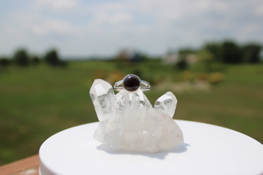Round Black Agate Ring