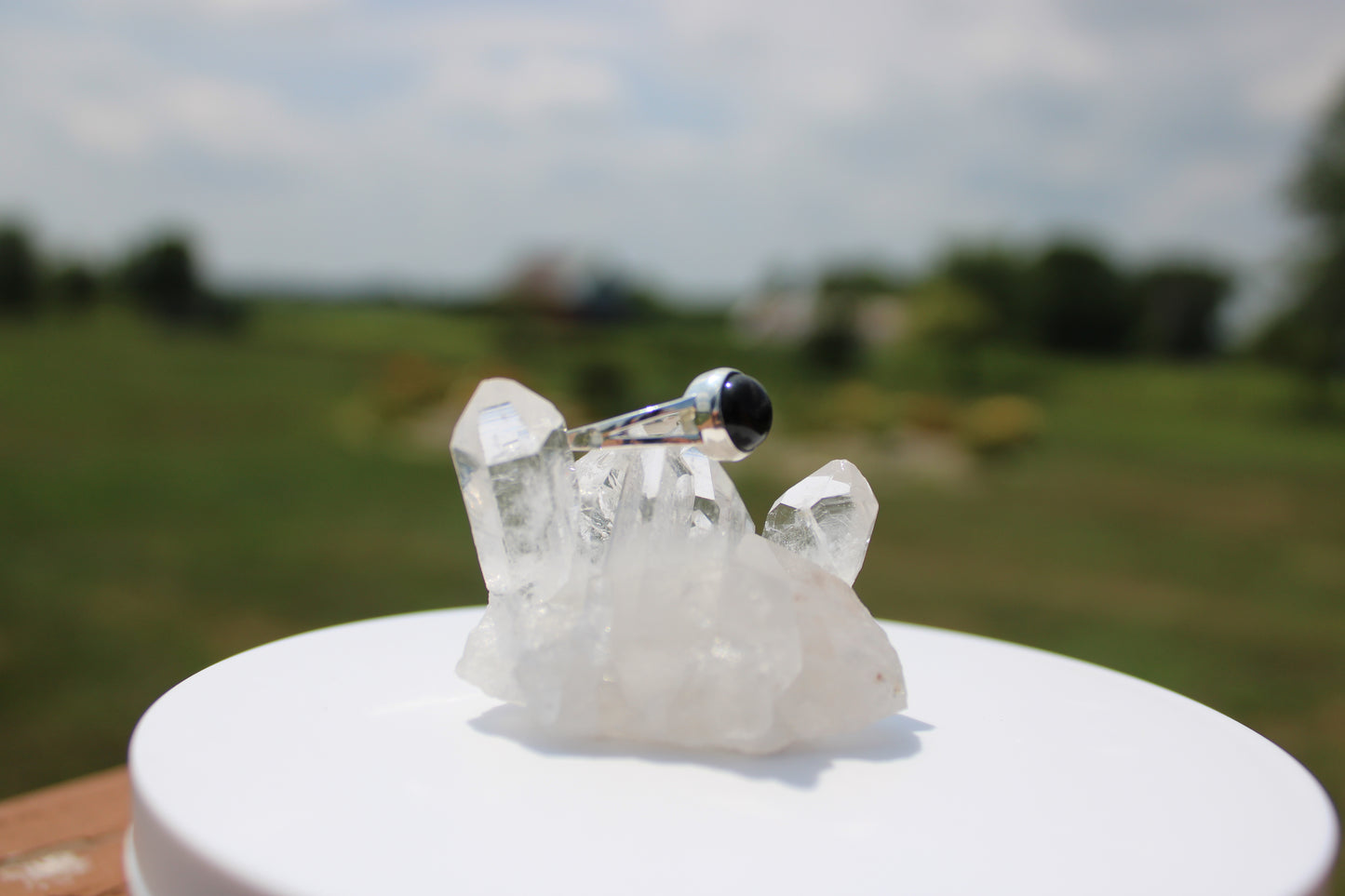 Round Black Agate Ring