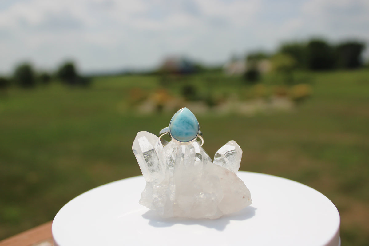 Pear Shaped Larimar Ring