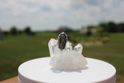 Coffin-Shaped Labradorite Ring