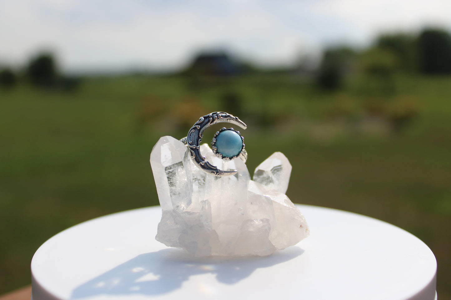 Sun & Moon Larimar Ring