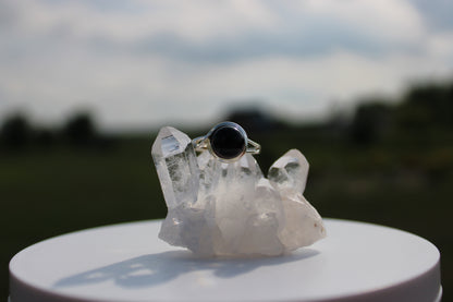 Round Black Agate Ring
