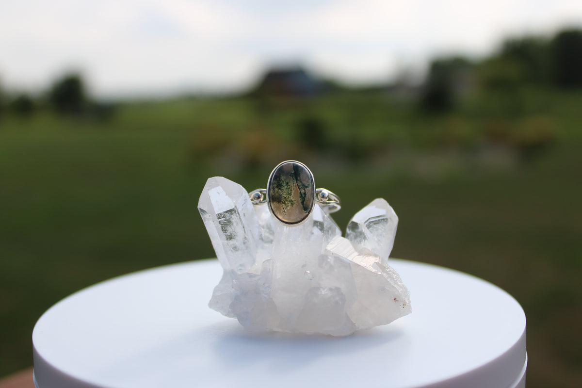 Oval Moss Agate Ring