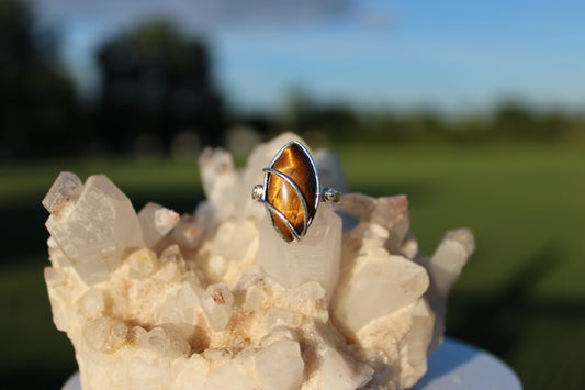 Encased Marquee Tiger’s Eye Ring