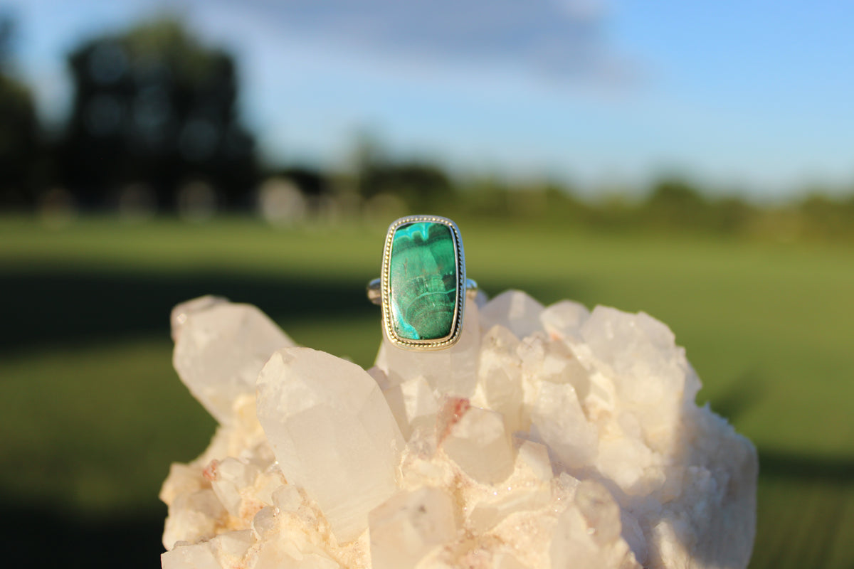 Rectangle Chrysocolla Ring