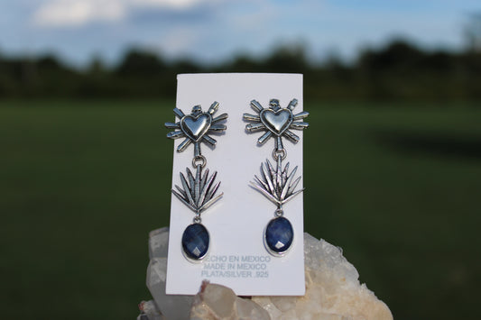 Faceted Kyanite Corazon Agave Earrings