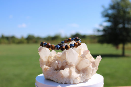 8MM Hematite & Tiger’s Eye Bracelet
