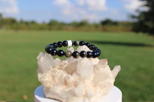 8mm Gold Sheen Black Obsidian Bracelet