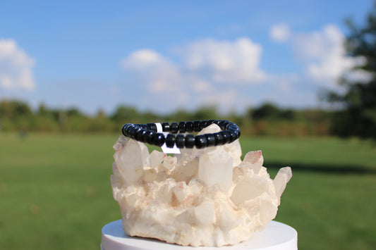 7MM Black Obsidian Wheel Bracelet