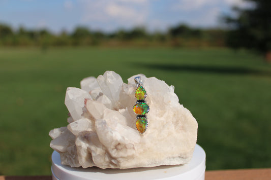 3 Stone Opal Pendant