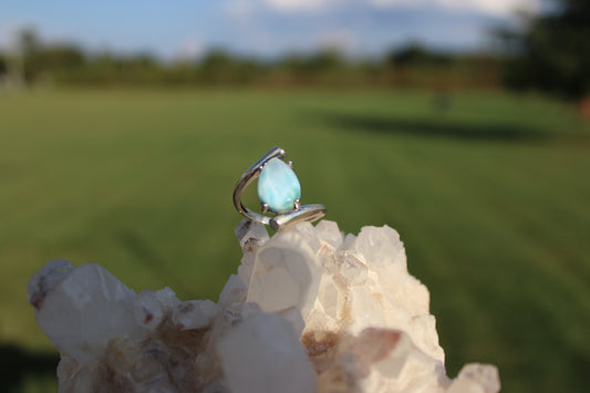 Teardrop Larimar Ring