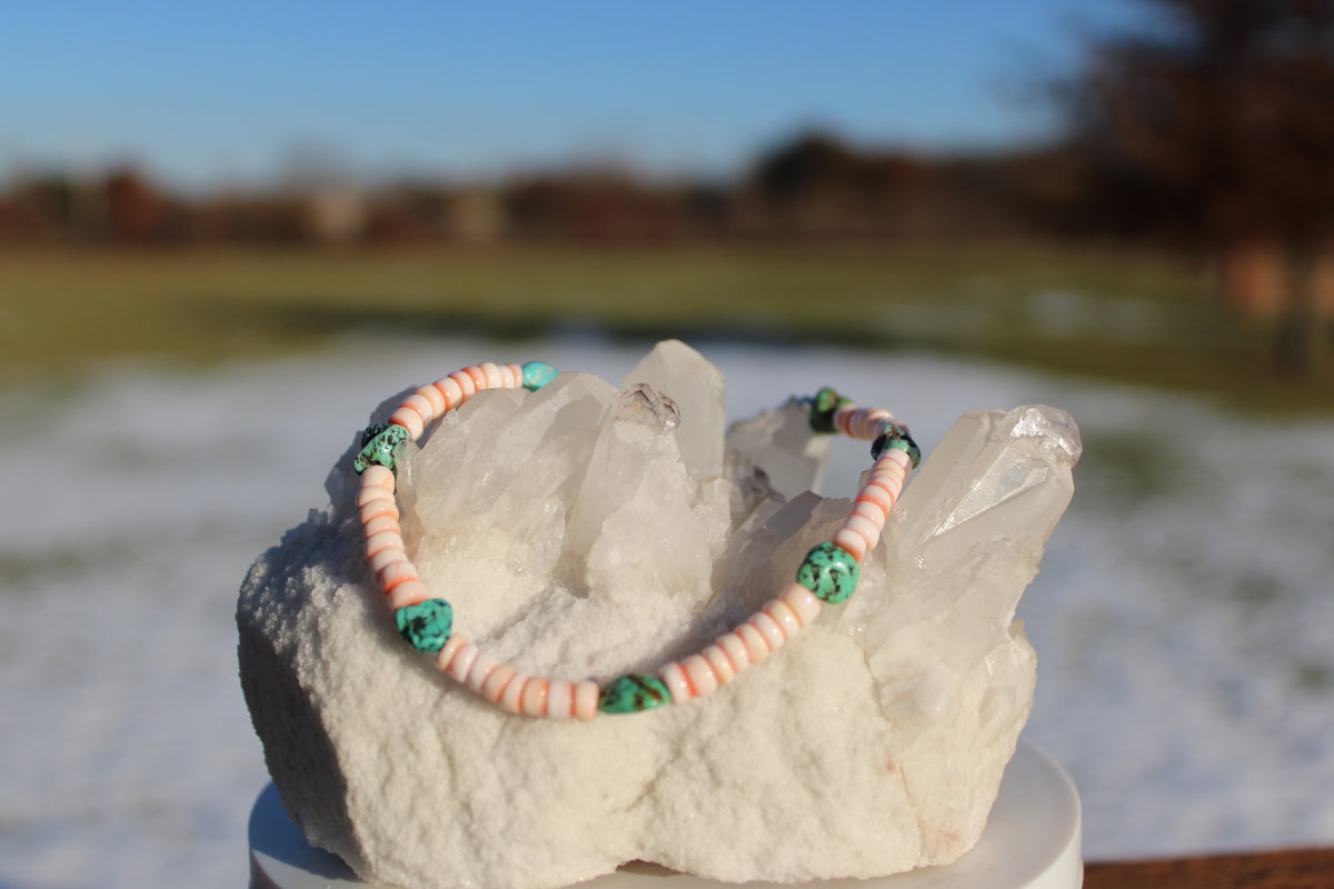 Naomi Garcia Pink Conch & Turquoise Bracelet