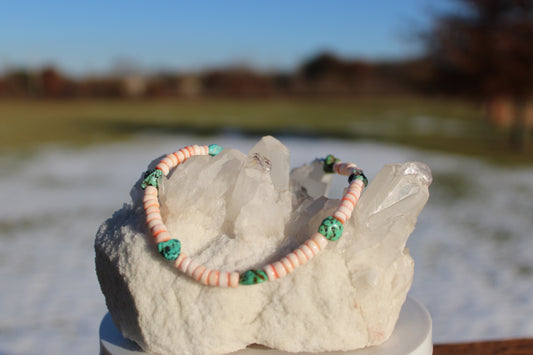 Naomi Garcia Pink Conch & Turquoise Bracelet