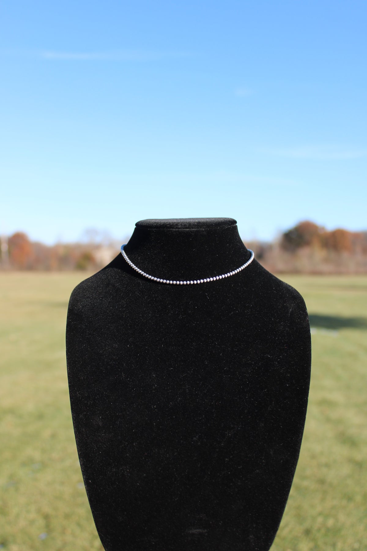 3mm Silver Bead Choker Necklace