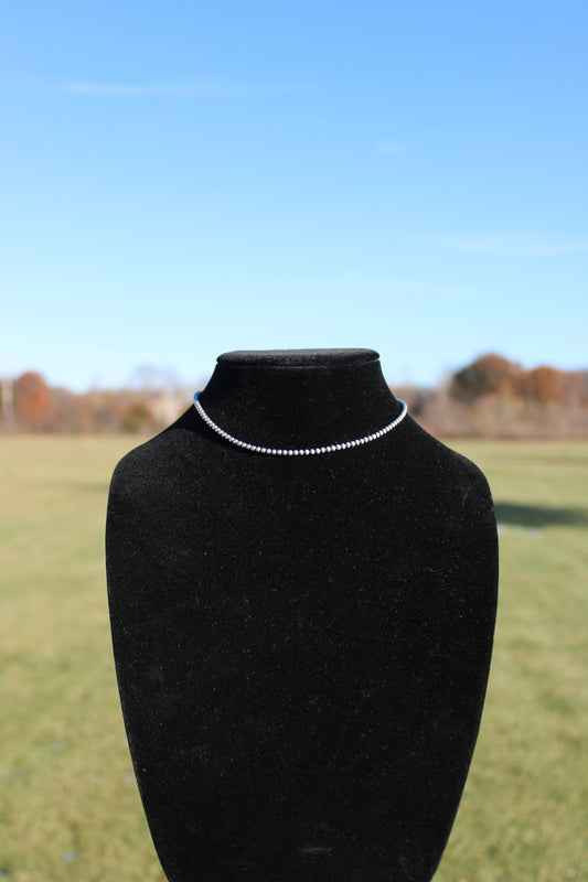 3mm Silver Bead Choker Necklace