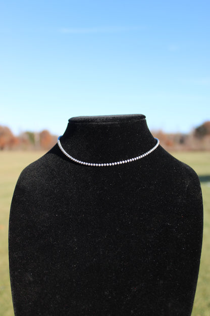 3mm Silver Bead Choker Necklace