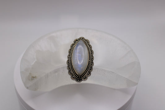 Marquee Halo Rainbow Moonstone Ring